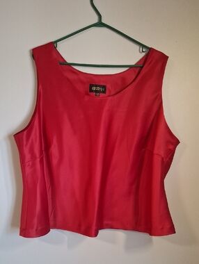 STUDIO 1 Deep Crimson Red Satin-Like Shell Tank Top Plus Size 24W